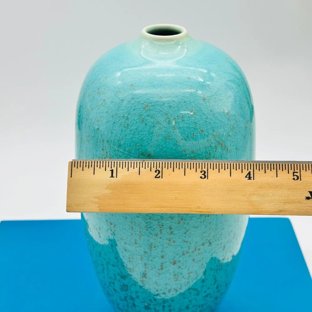 Ben Owen III Studio North Carolina Pottery Turquoise Crystalline Vase 2013